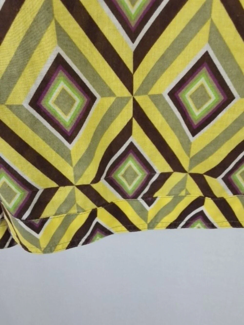 Tory Burch Yellow Geometric V-Neck Blouse